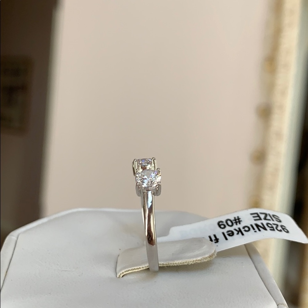 Sterling Silver Cuff Cubic zirconia Ring Band - Picture 5 of 8